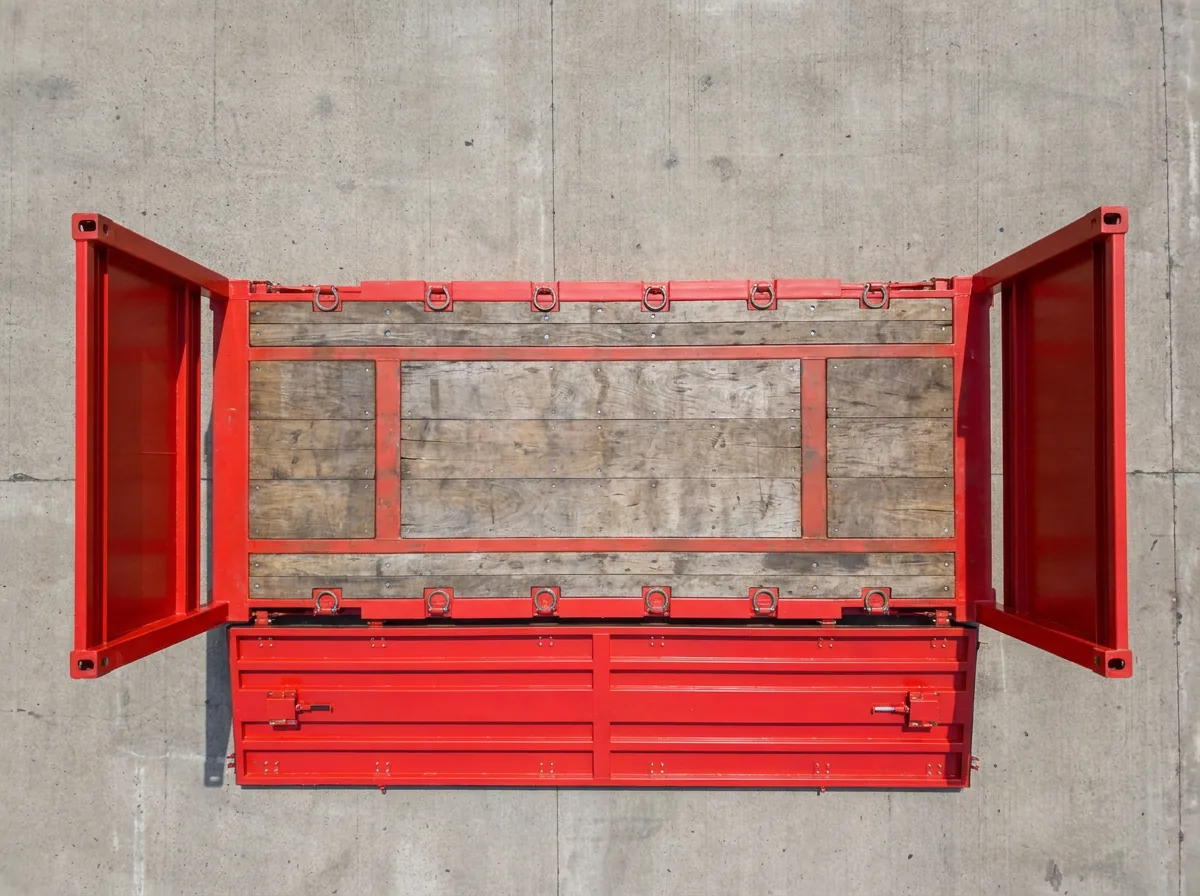 NEW 20ft Flat Rack Container - Signal Red view 3