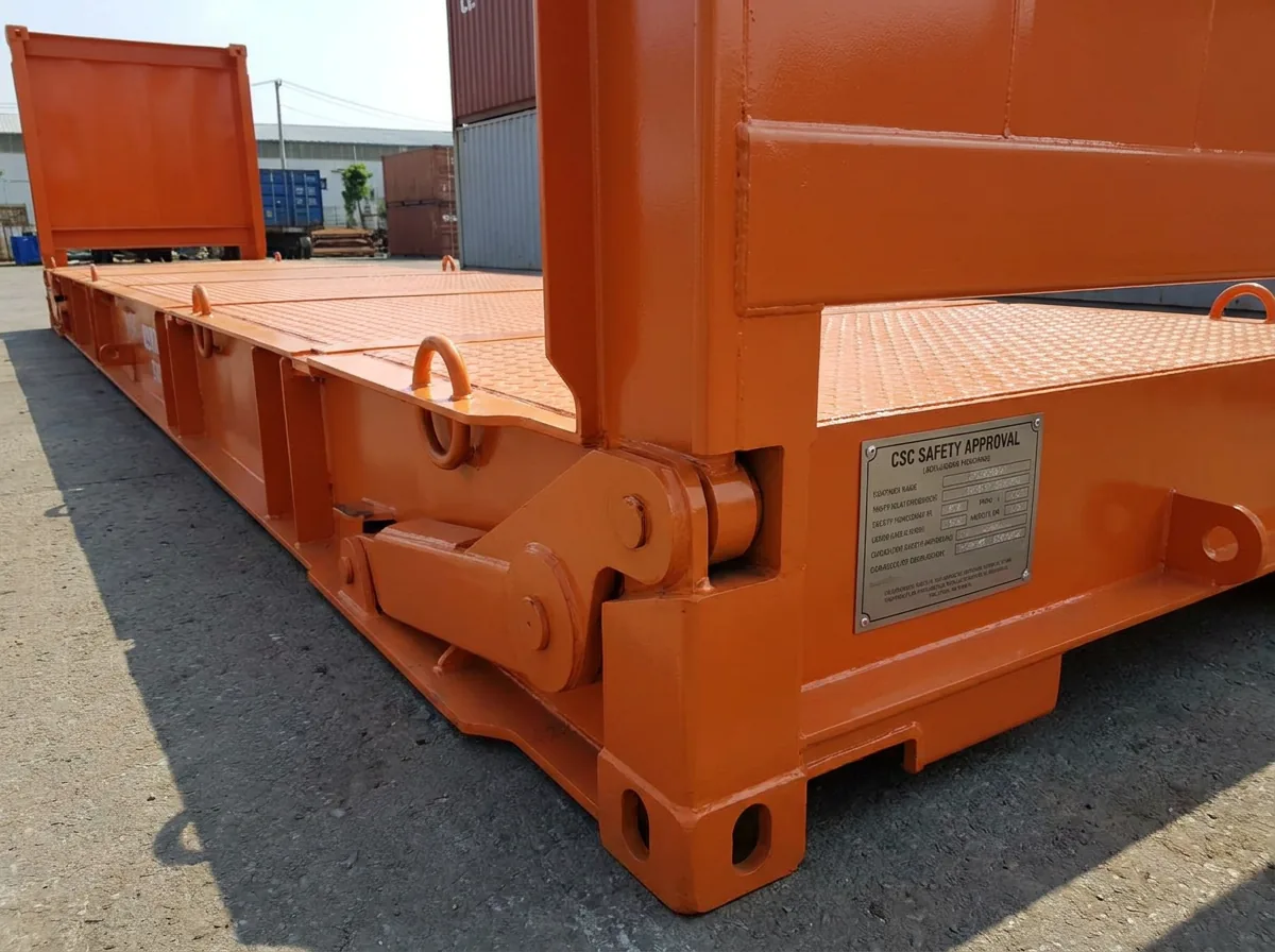 NEW 40ft Flat Rack Container - Industrial Orange view 2