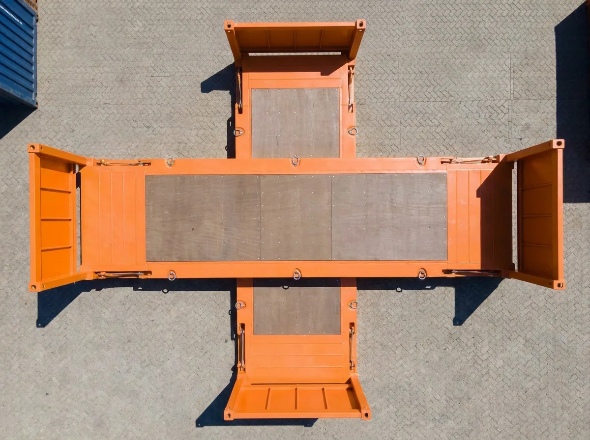 NEW 40ft Flat Rack Container - Industrial Orange view 3